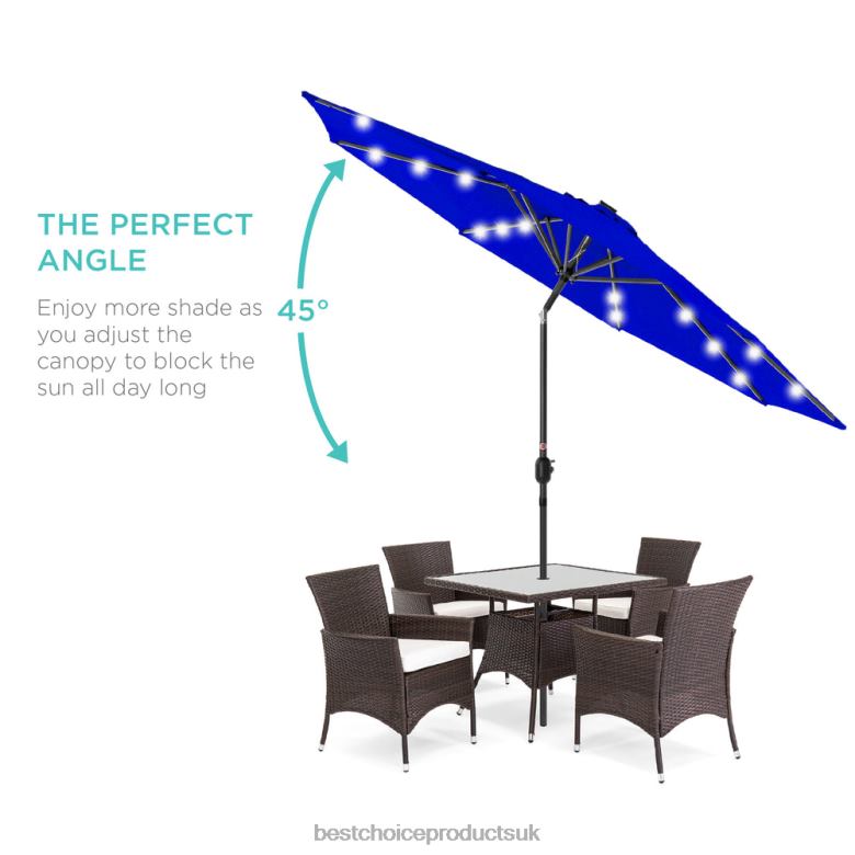 Outdoor Living | Best Choice ProductsSolar LED Lighted Patio Umbrella w/ Tilt Adjustment, UV-Resistance N62R1345 Resort Blue