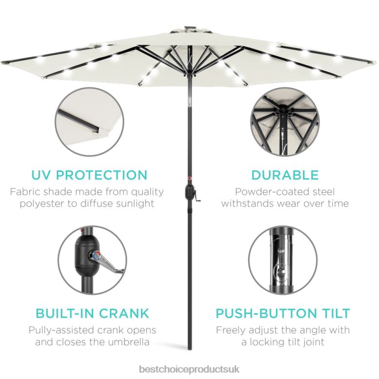 Outdoor Living | Best Choice ProductsSolar LED Lighted Patio Umbrella w/ Tilt Adjustment, UV-Resistance N62R1347 Ivory
