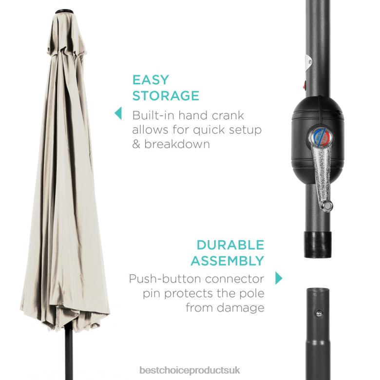 Outdoor Living | Best Choice ProductsSolar LED Lighted Patio Umbrella w/ Tilt Adjustment, UV-Resistance N62R1347 Ivory