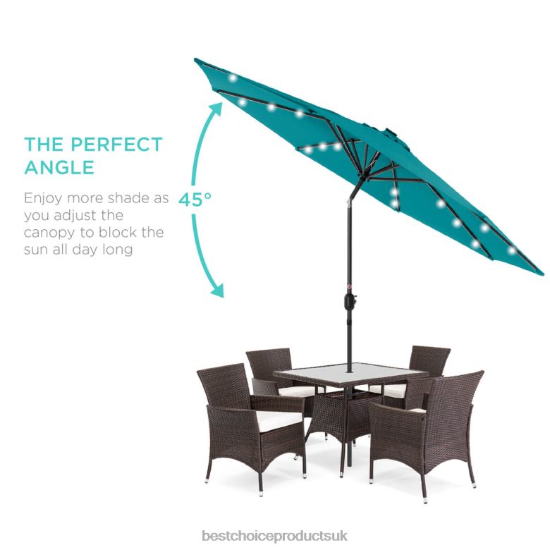 Outdoor Living | Best Choice ProductsSolar LED Lighted Patio Umbrella w/ Tilt Adjustment, UV-Resistance N62R1348 Cerulean