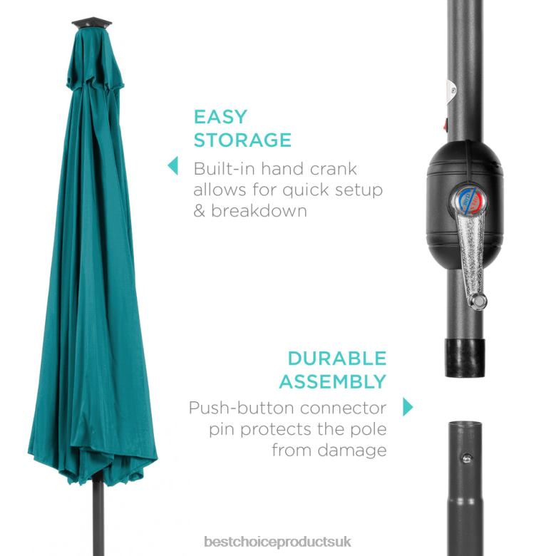 Outdoor Living | Best Choice ProductsSolar LED Lighted Patio Umbrella w/ Tilt Adjustment, UV-Resistance N62R1348 Cerulean