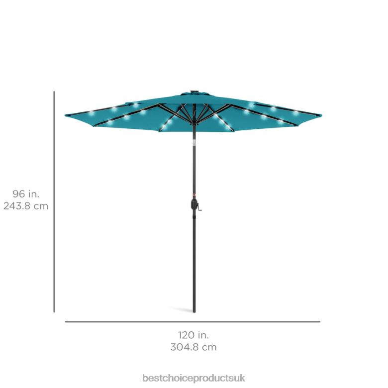 Outdoor Living | Best Choice ProductsSolar LED Lighted Patio Umbrella w/ Tilt Adjustment, UV-Resistance N62R1348 Cerulean
