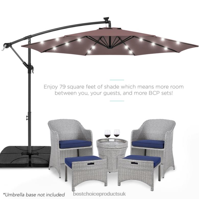 Outdoor Living | Best Choice ProductsSolar LED Offset Hanging Patio Umbrella w/ Crank Tilt Adjustment N62R842 Deep Taupe
