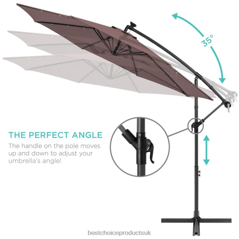 Outdoor Living | Best Choice ProductsSolar LED Offset Hanging Patio Umbrella w/ Crank Tilt Adjustment N62R842 Deep Taupe