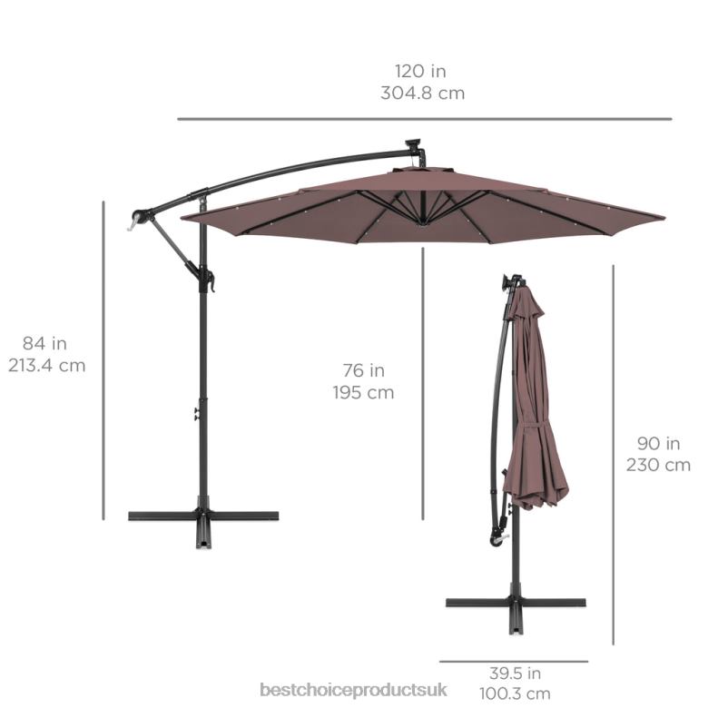 Outdoor Living | Best Choice ProductsSolar LED Offset Hanging Patio Umbrella w/ Crank Tilt Adjustment N62R842 Deep Taupe