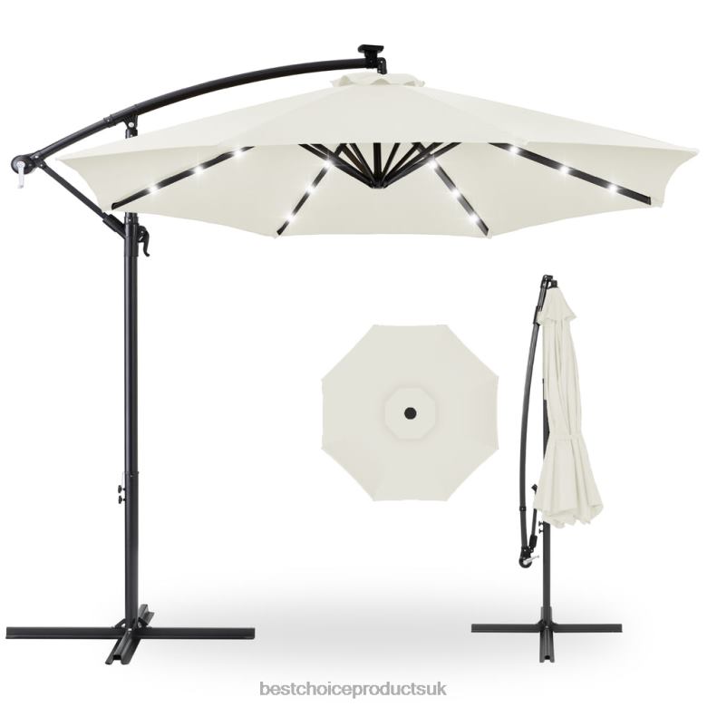 Outdoor Living | Best Choice ProductsSolar LED Offset Hanging Patio Umbrella w/ Crank Tilt Adjustment N62R844 Ivory