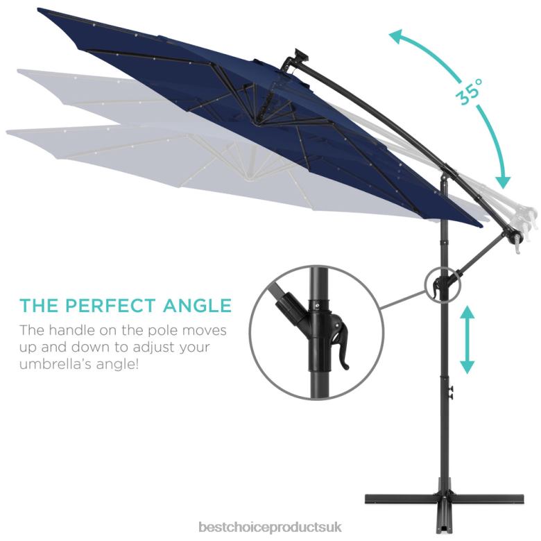 Outdoor Living | Best Choice ProductsSolar LED Offset Hanging Patio Umbrella w/ Crank Tilt Adjustment N62R845 Navy Blue
