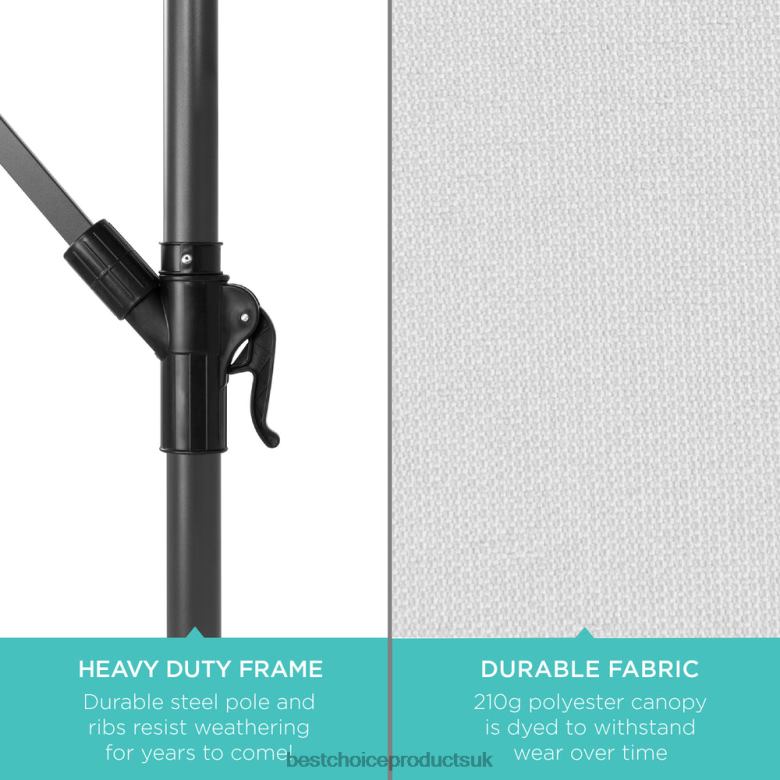 Outdoor Living | Best Choice ProductsSolar LED Offset Hanging Patio Umbrella w/ Crank Tilt Adjustment N62R850 Fog Gray