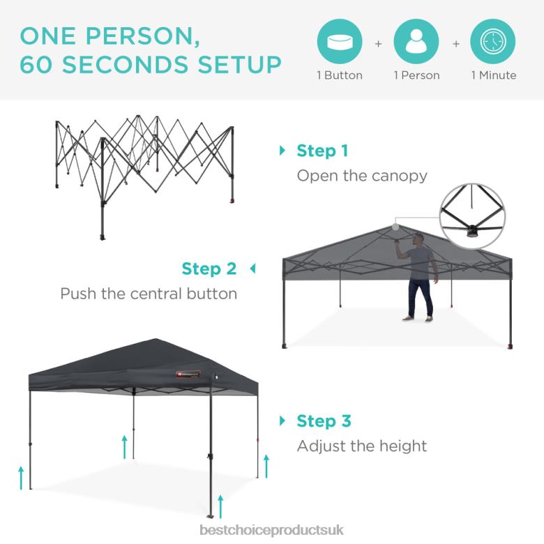 Outdoor Living | Best Choice ProductsOne-Person Setup Instant Pop Up Canopy w/ Wheeled Bag N62R1051 Gray