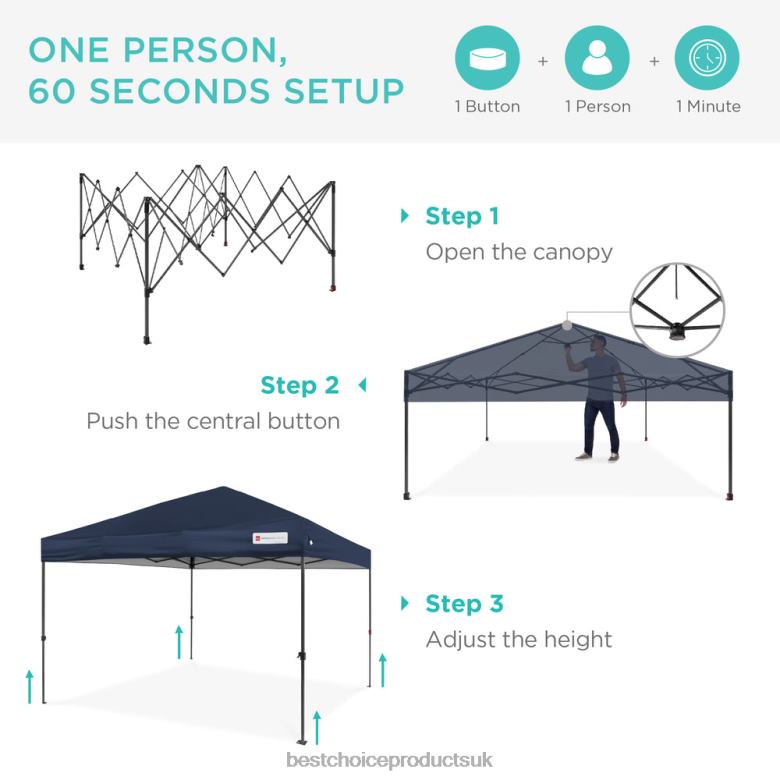 Outdoor Living | Best Choice ProductsOne-Person Setup Instant Pop Up Canopy w/ Wheeled Bag N62R1052 Blue