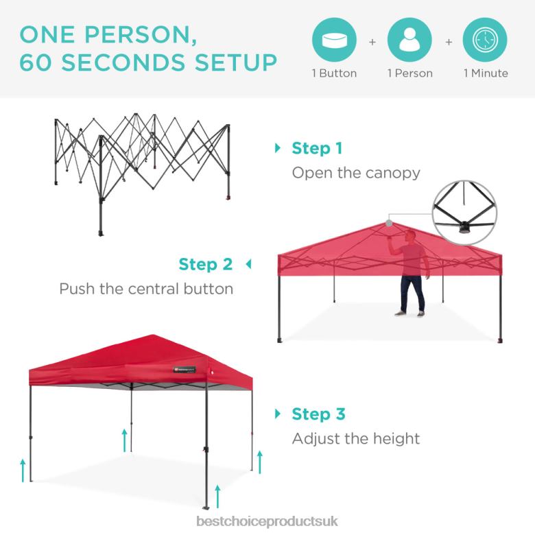 Outdoor Living | Best Choice ProductsOne-Person Setup Instant Pop Up Canopy w/ Wheeled Bag N62R1053 Red