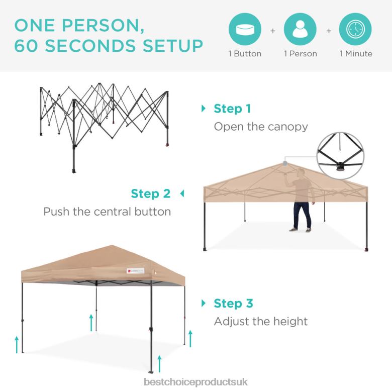 Outdoor Living | Best Choice ProductsOne-Person Setup Instant Pop Up Canopy w/ Wheeled Bag N62R1056 Tan