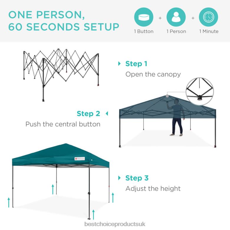 Outdoor Living | Best Choice ProductsOne-Person Setup Instant Pop Up Canopy w/ Wheeled Bag N62R1057 Cerulean