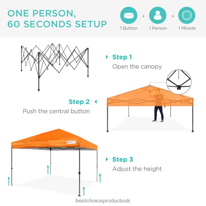 Outdoor Living | Best Choice ProductsOne-Person Setup Instant Pop Up Canopy w/ Wheeled Bag N62R1058 Orange