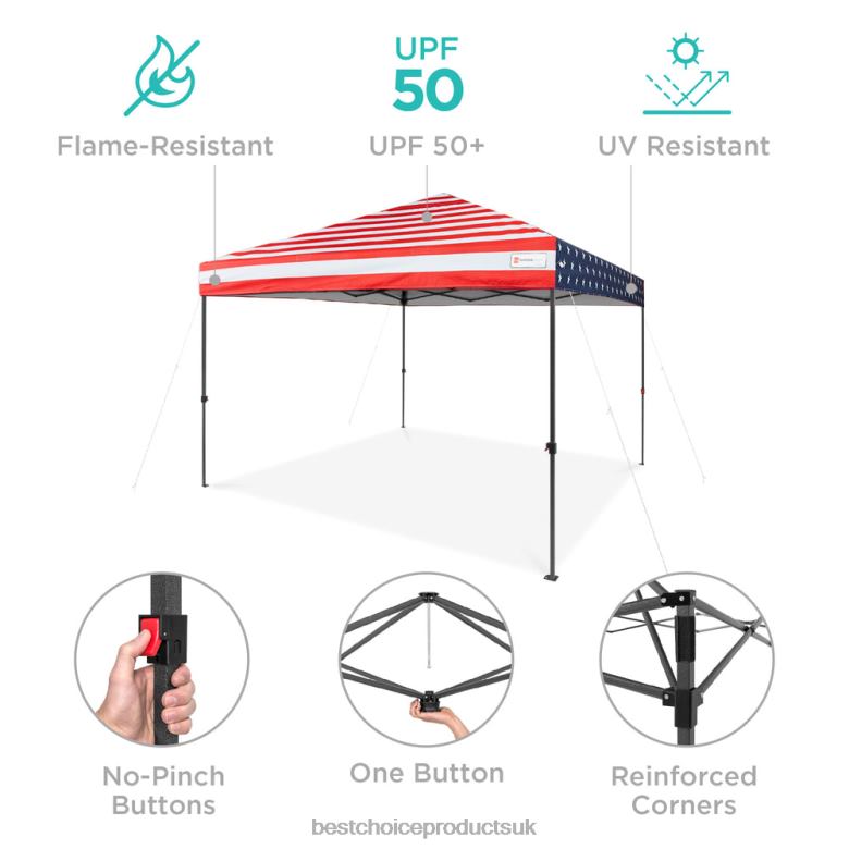 Outdoor Living | Best Choice ProductsOne-Person Setup Instant Pop Up Canopy w/ Wheeled Bag N62R1059 American Flag