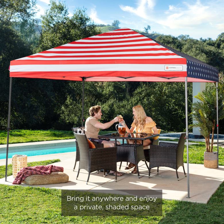 Outdoor Living | Best Choice ProductsOne-Person Setup Instant Pop Up Canopy w/ Wheeled Bag N62R1059 American Flag