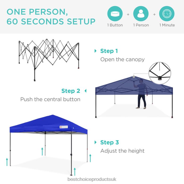 Outdoor Living | Best Choice ProductsOne-Person Setup Instant Pop Up Canopy w/ Wheeled Bag N62R1060 Resort Blue