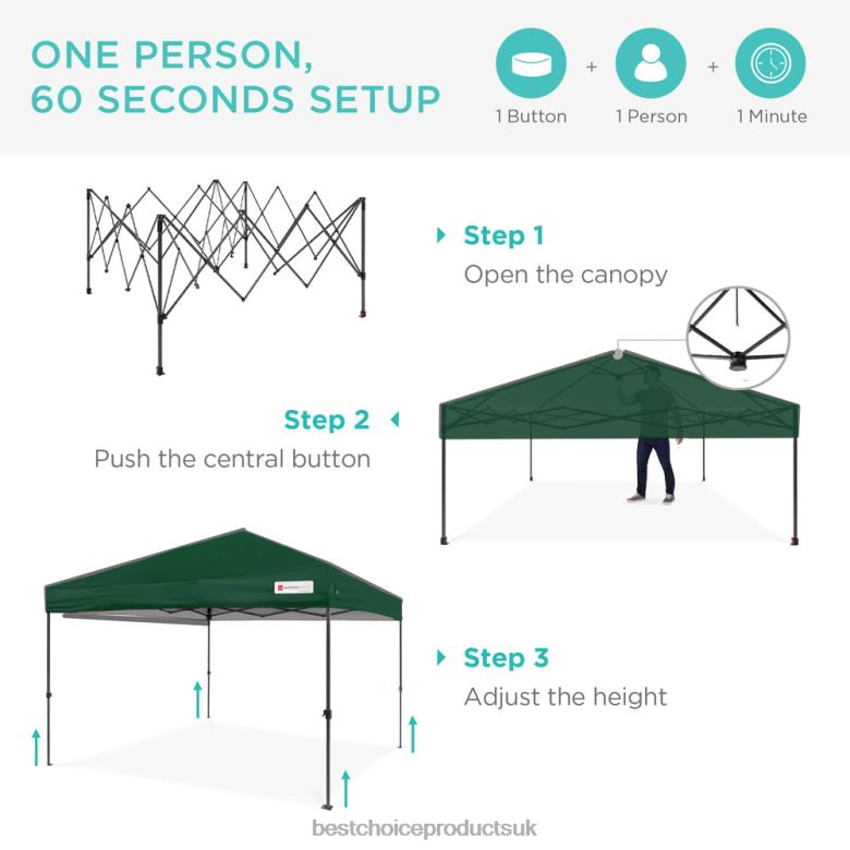 Outdoor Living | Best Choice ProductsOne-Person Setup Instant Pop Up Canopy w/ Wheeled Bag N62R1061 Forest Green