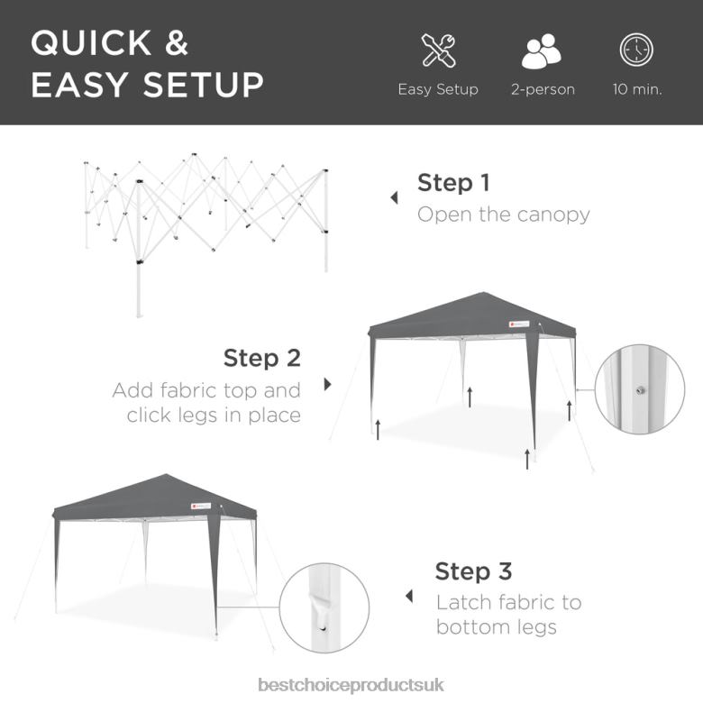 Outdoor Living | Best Choice ProductsOutdoor Portable Pop Up Canopy Tent w/ Carrying Case, 10x10ft N62R1151 Dark Gray