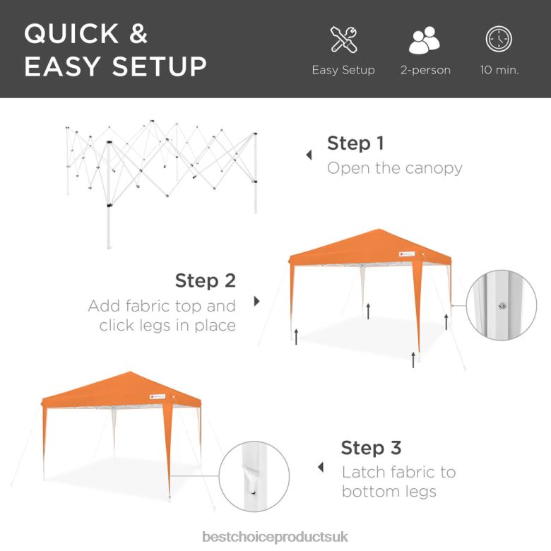 Outdoor Living | Best Choice ProductsOutdoor Portable Pop Up Canopy Tent w/ Carrying Case, 10x10ft N62R1156 Orange