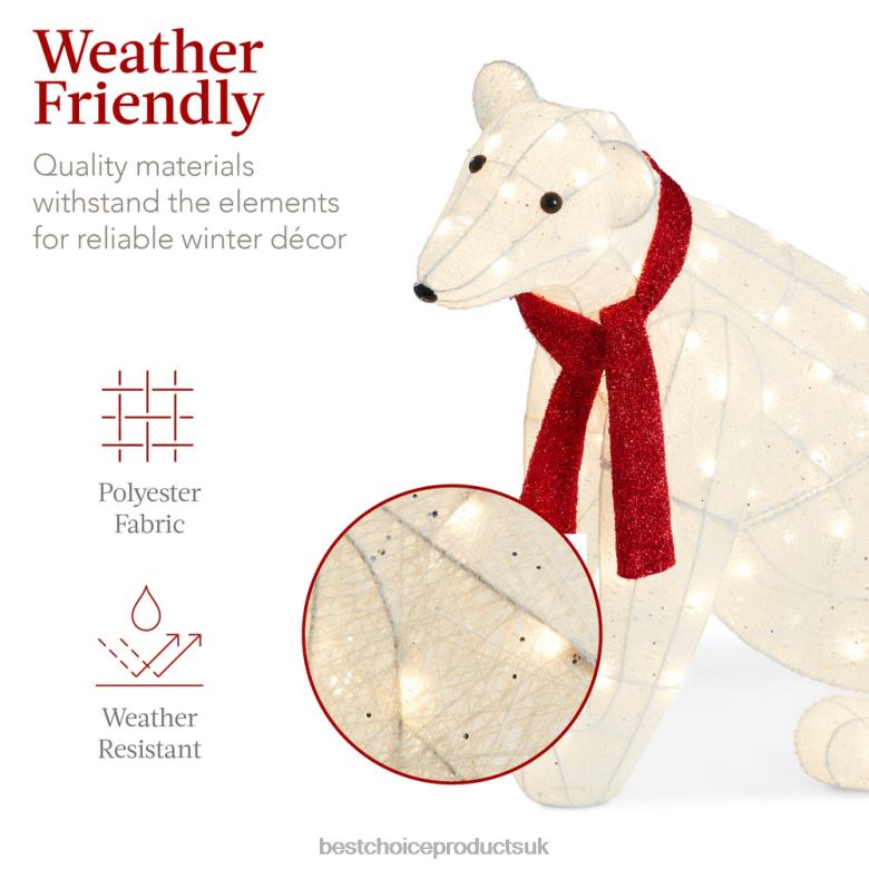 Seasonal Best Choice Products2-Piece Lighted Polar Bear Family Outdoor Decor Set w/ LED Lights N62R98 Red/White
