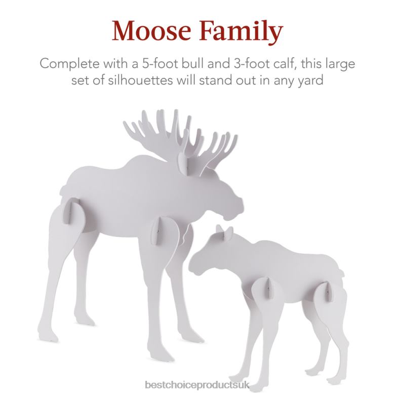 Seasonal Best Choice Products2-Piece Moose Family Silhouette Set Holiday Yard Decoration w/ Stakes N62R172 White