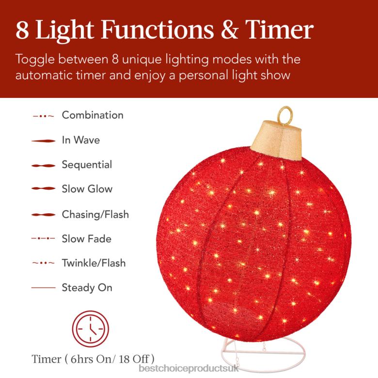 Seasonal Best Choice Products2pc Lighted Pop-Up Christmas Ornaments Decoration w/ 180 LED Lights, Stand N62R265 Red/Gold