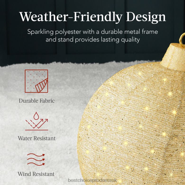 Seasonal Best Choice Products2pc Lighted Pop-Up Christmas Ornaments Decoration w/ 180 LED Lights, Stand N62R265 Red/Gold