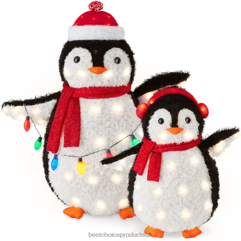 Seasonal Best Choice Products2pc Lighted Pop-Up Penguin Family Christmas Decoration w/ 150 Lights N62R64 Multicolor