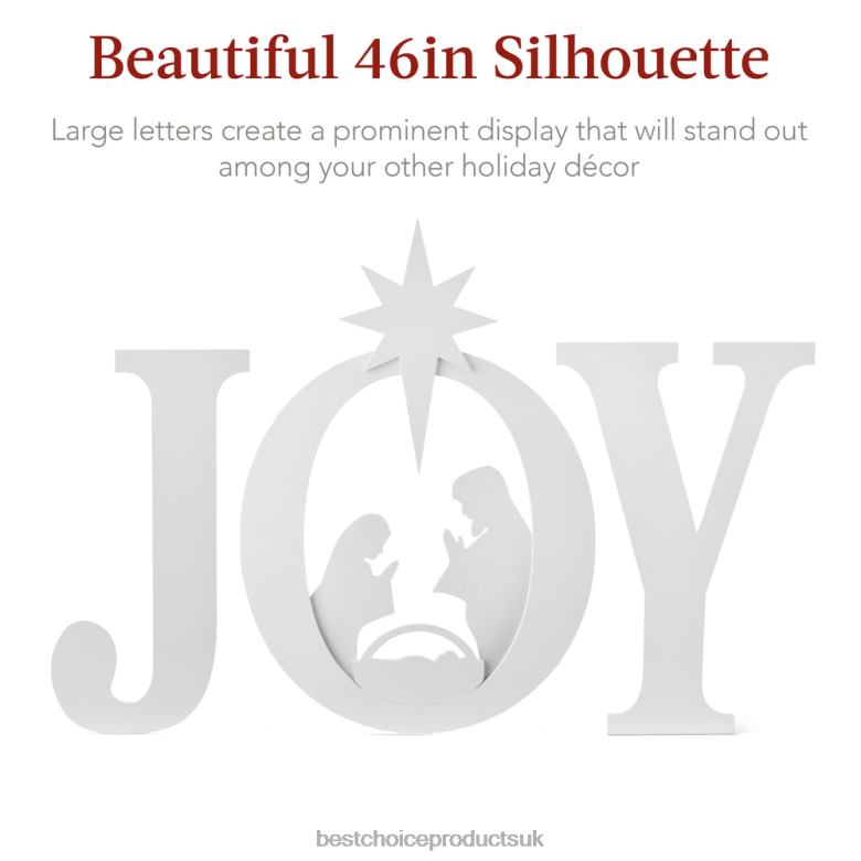 Seasonal Best Choice Products3-Piece Christmas JOY Nativity Yard Decoration w/ Ground Stakes N62R62 White