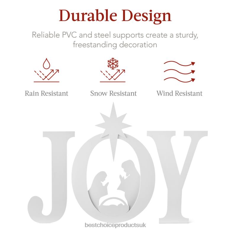 Seasonal Best Choice Products3-Piece Christmas JOY Nativity Yard Decoration w/ Ground Stakes N62R62 White