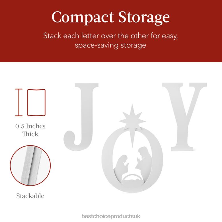 Seasonal Best Choice Products3-Piece Christmas JOY Nativity Yard Decoration w/ Ground Stakes N62R62 White