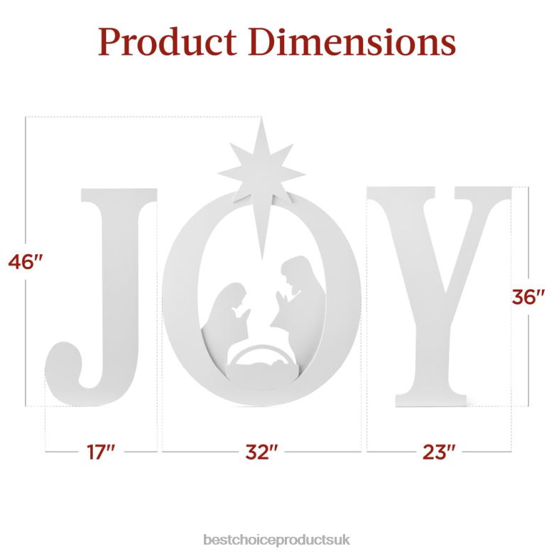 Seasonal Best Choice Products3-Piece Christmas JOY Nativity Yard Decoration w/ Ground Stakes N62R62 White