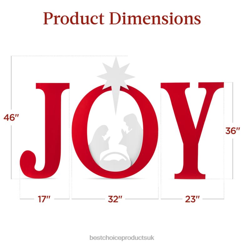 Seasonal Best Choice Products3-Piece Christmas JOY Nativity Yard Decoration w/ Ground Stakes N62R63 Red/White