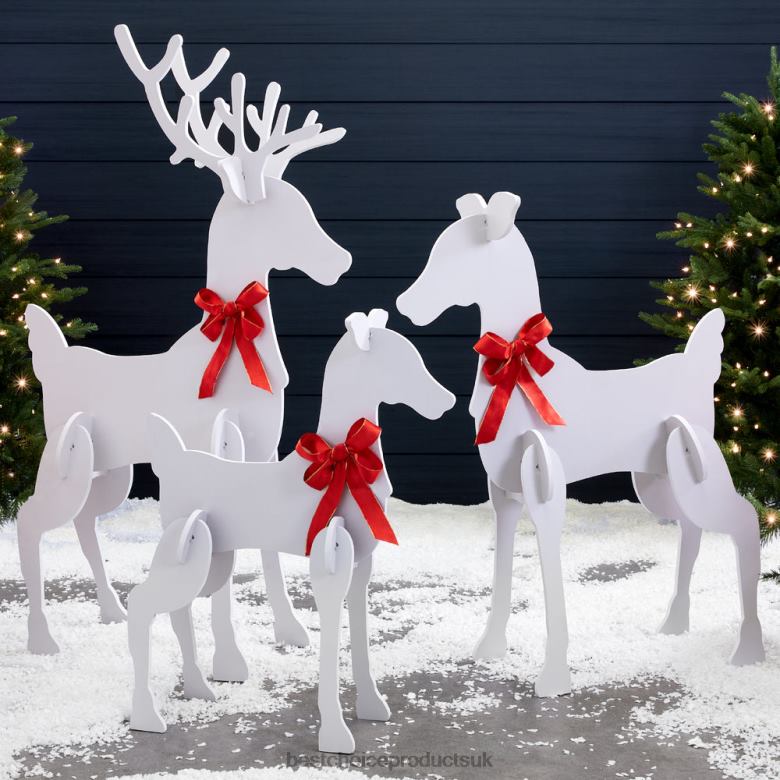 Seasonal Best Choice Products3-Piece Reindeer Family Silhouette Yard Decoration w/ Buck, Doe, Fawn N62R245 White