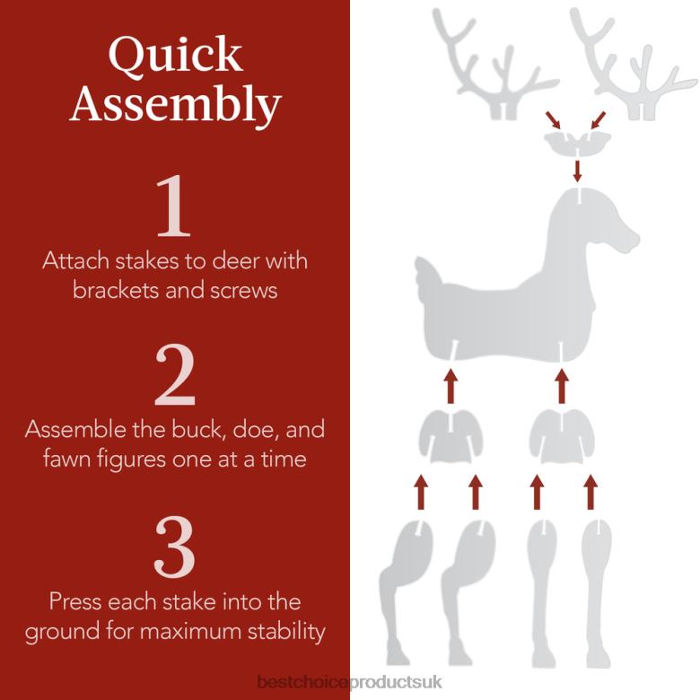 Seasonal Best Choice Products3-Piece Reindeer Family Silhouette Yard Decoration w/ Buck, Doe, Fawn N62R245 White