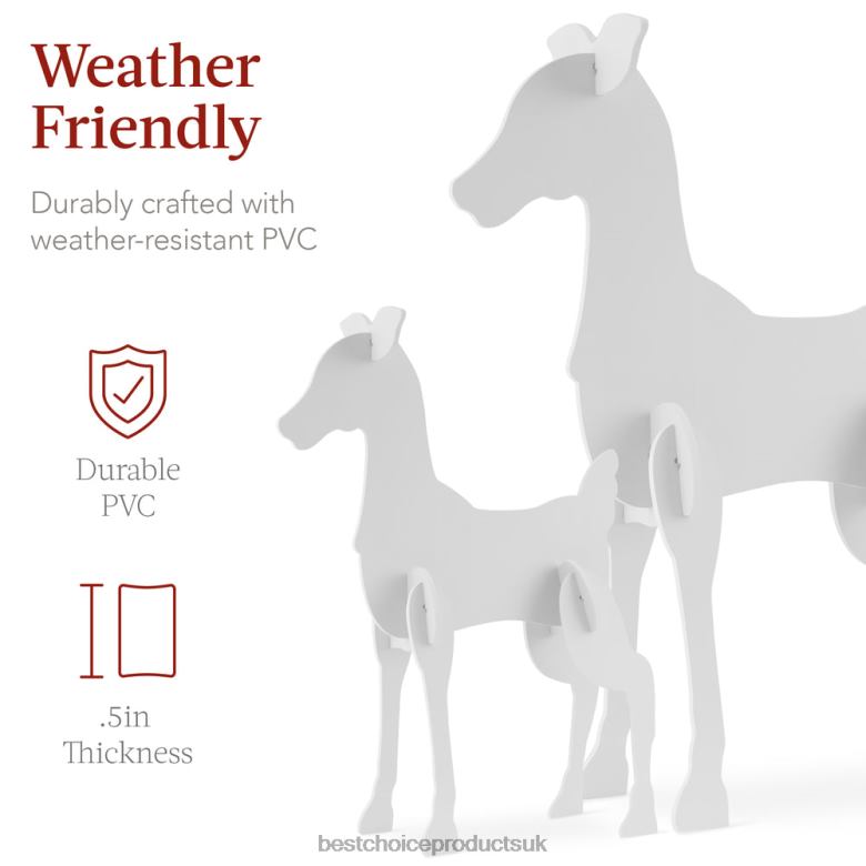 Seasonal Best Choice Products3-Piece Reindeer Family Silhouette Yard Decoration w/ Buck, Doe, Fawn N62R245 White