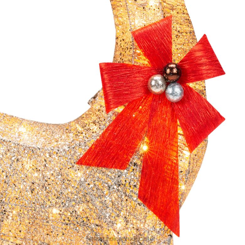 Seasonal Best Choice Products5ft 3D Pre-Lit Gold Glitter Christmas Reindeer Yard Decoration w/ 150 Lights N62R65 Gold
