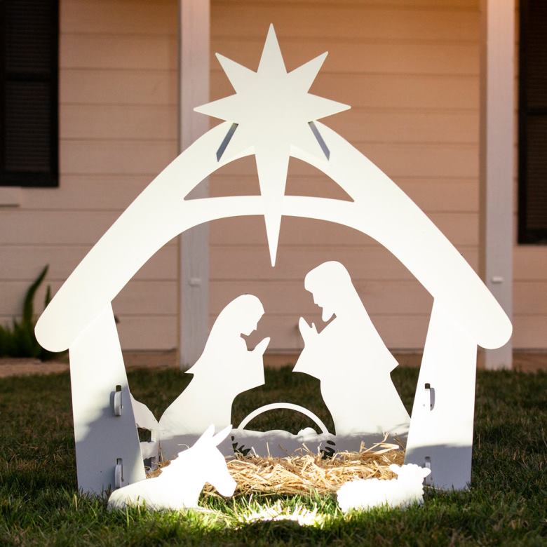 Seasonal Best Choice ProductsChristmas Nativity Scene Yard Decoration w/ Water Resistant PVC N62R66 White