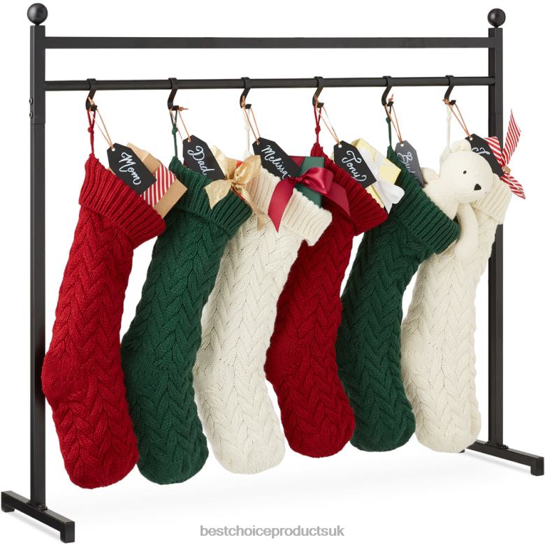 Seasonal Best Choice ProductsChristmas Stocking Stand, Decor Display w/ Name Tags, Chalk Marker- 3ft N62R137 Black
