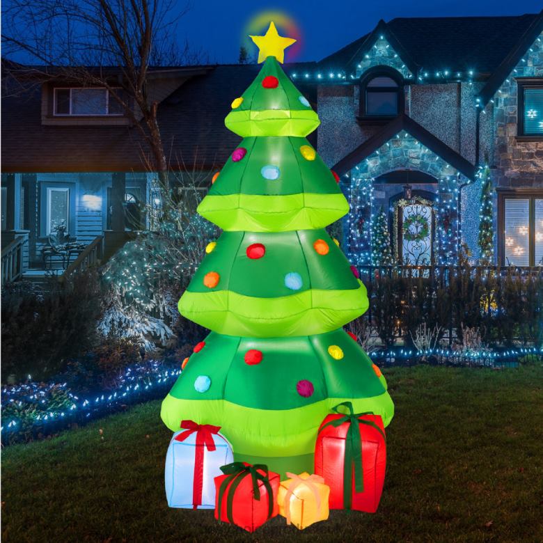 Seasonal Best Choice ProductsInflatable Christmas Tree Outdoor Blow Up Decor w/ 10 LED Lights N62R143 Green