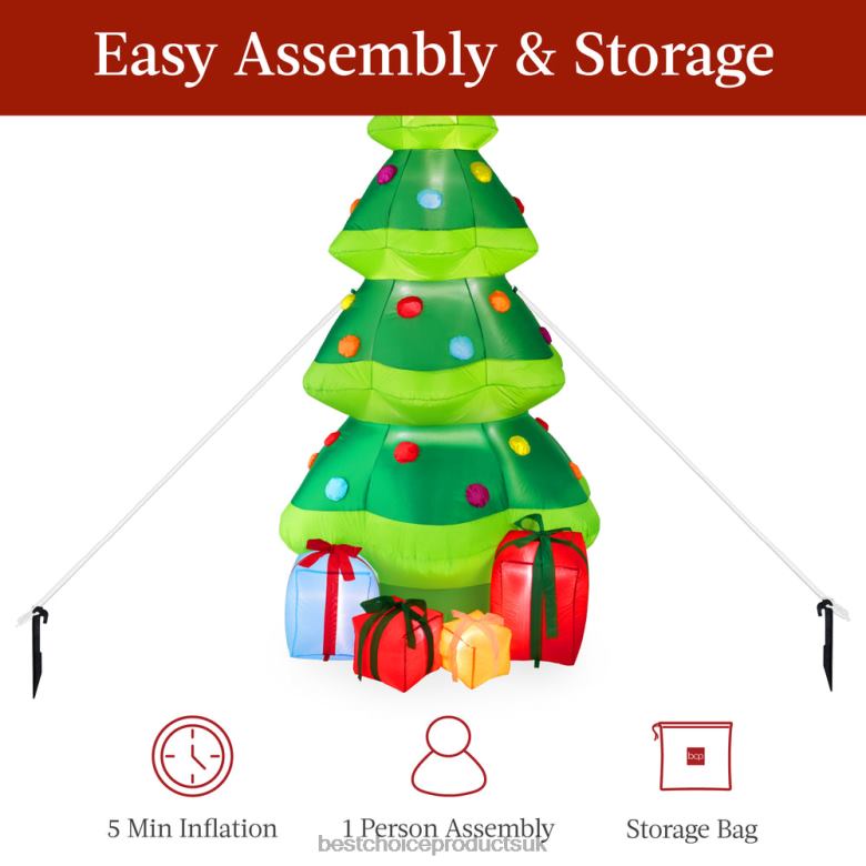 Seasonal Best Choice ProductsInflatable Christmas Tree Outdoor Blow Up Decor w/ 10 LED Lights N62R143 Green