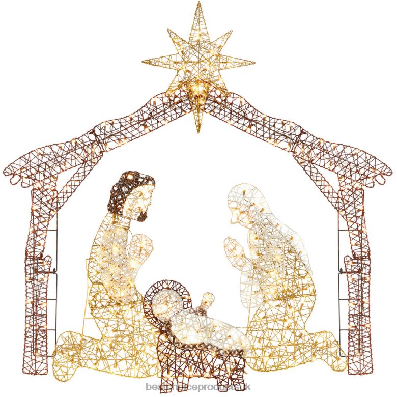 Seasonal Best Choice ProductsLighted Christmas Nativity Scene Outdoor Decor with LED Lights N62R20 Brown