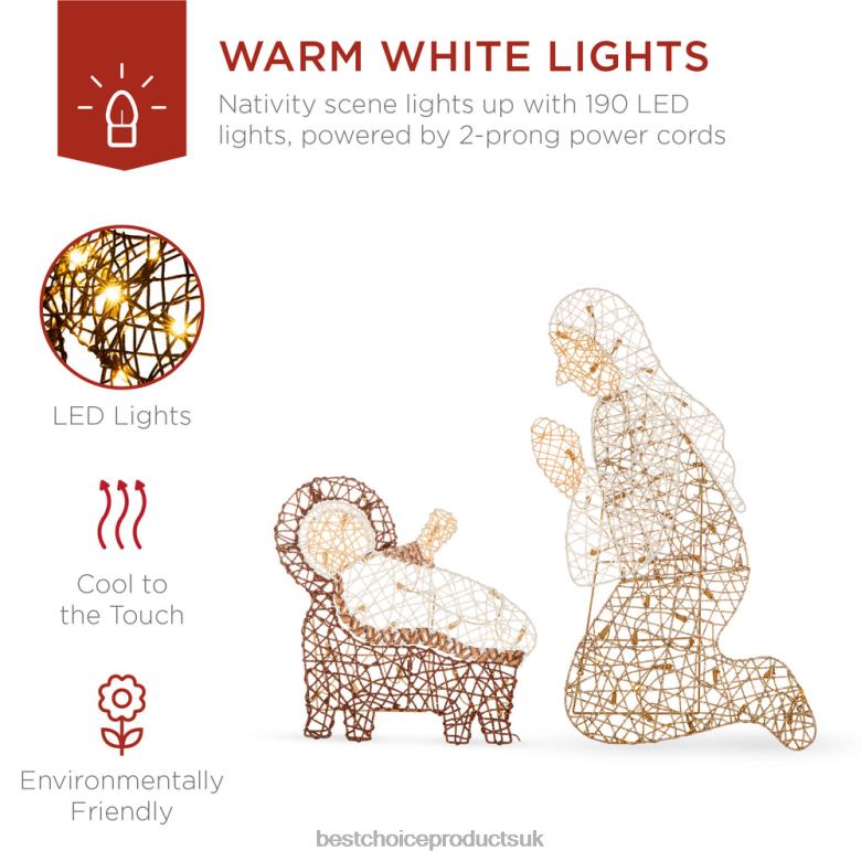 Seasonal Best Choice ProductsLighted Christmas Nativity Scene Outdoor Decor with LED Lights N62R20 Brown