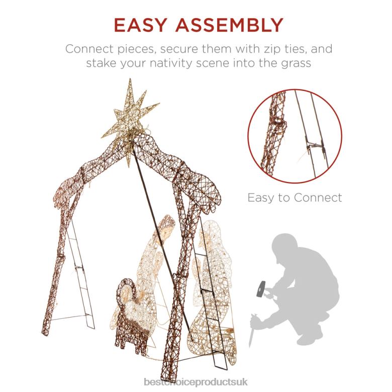 Seasonal Best Choice ProductsLighted Christmas Nativity Scene Outdoor Decor with LED Lights N62R20 Brown
