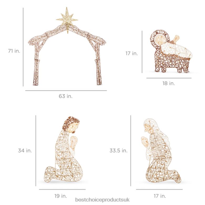 Seasonal Best Choice ProductsLighted Christmas Nativity Scene Outdoor Decor with LED Lights N62R20 Brown