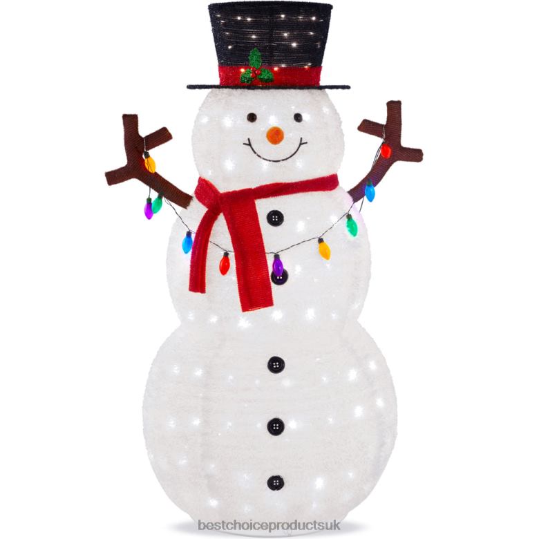 Seasonal Best Choice ProductsLighted Pop-Up Snowman Outdoor Christmas Decoration w/ 200 LED Lights N62R47 White
