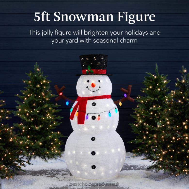 Seasonal Best Choice ProductsLighted Pop-Up Snowman Outdoor Christmas Decoration w/ 200 LED Lights N62R47 White