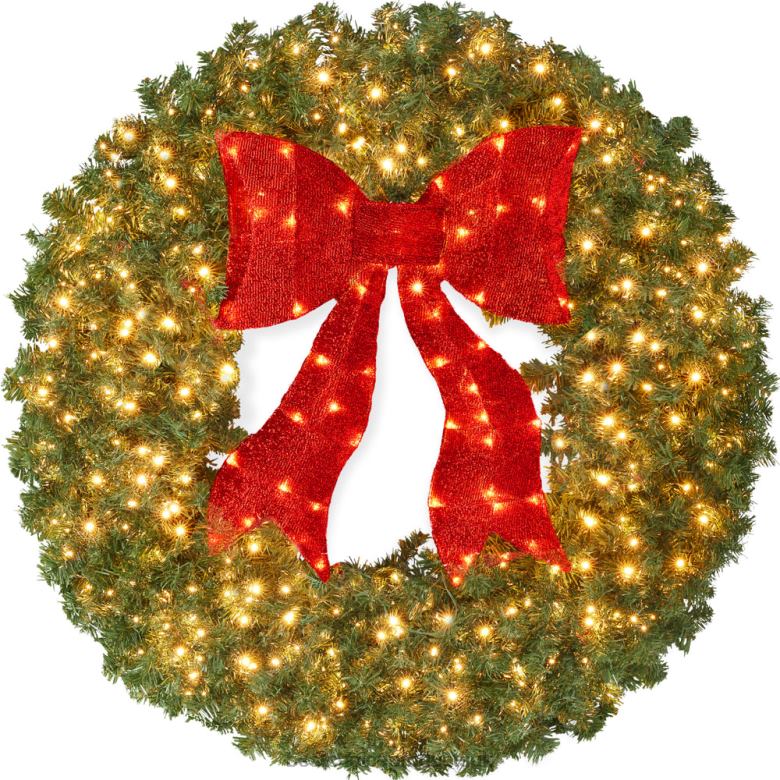 Seasonal Best Choice ProductsPre-Lit Artificial Fir Christmas Wreath w/ Red Bow, LED Lights N62R97 Beauty