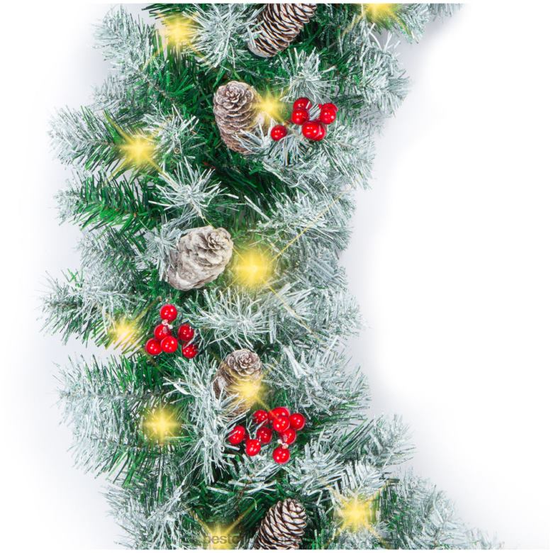 Seasonal Best Choice ProductsPre-Lit Pre-Decorated Garland w/ PVC Branch Tips, 50 Lights N62R106 White